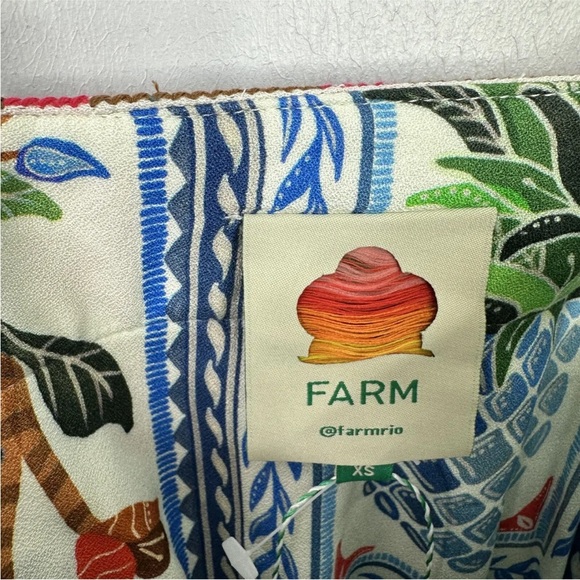 Farm Rio Tropical Tiles Embroidered Mini Dress Size XS - Picture 4 of 7